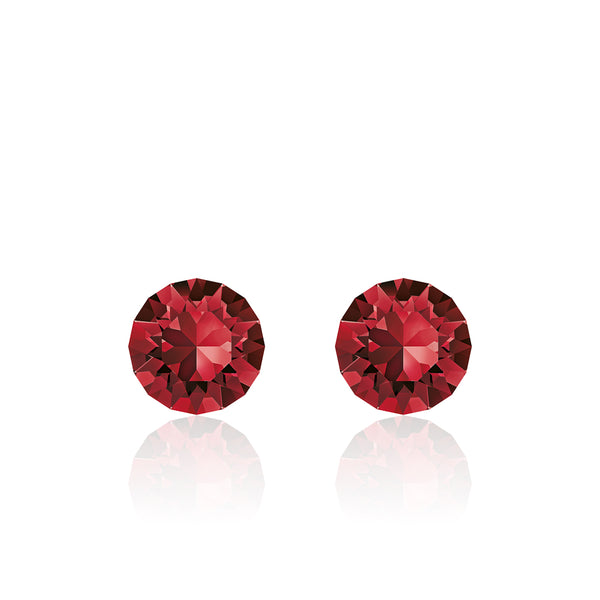 Dark red small round earrings, Wine Ruby Xirius, Swarovski crystals, made in montreal 1088-208
