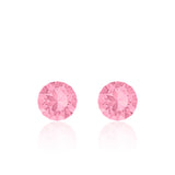 Pink small round earrings, Hibiscus Xirius, Swarovski crystals, made in montreal 1088-223