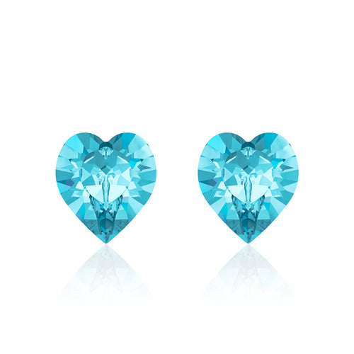 Light blue heart earrings cielo, Swarovski crystals, Made in montreal 4884-202