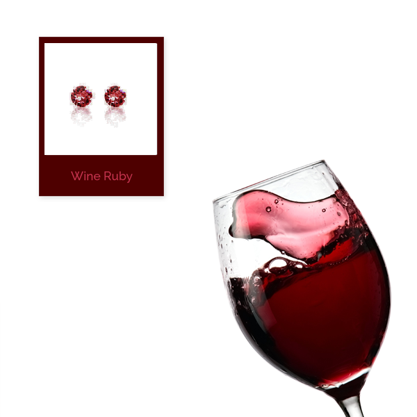 Boucles d’oreilles rond petit rouge foncée, Wine Ruby Xirius, cristaux de Swarovski, fabriquées à montréal 1088-208
