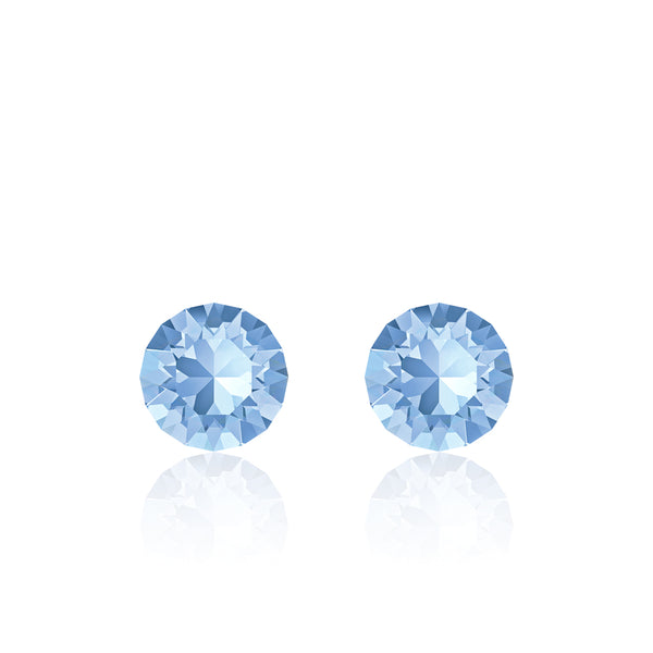 Blue small round earrings, Iris Xirius, Swarovski crystals, made in montreal 1088-211