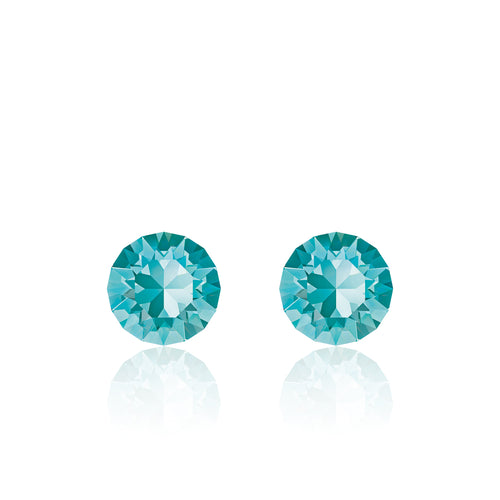 Light blue small round earrings, Aqua Xirius, Swarovski crystals, made in montreal 1088-263