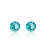 Light blue small round earrings, Aqua Xirius, Swarovski crystals, made in montreal 1088-263