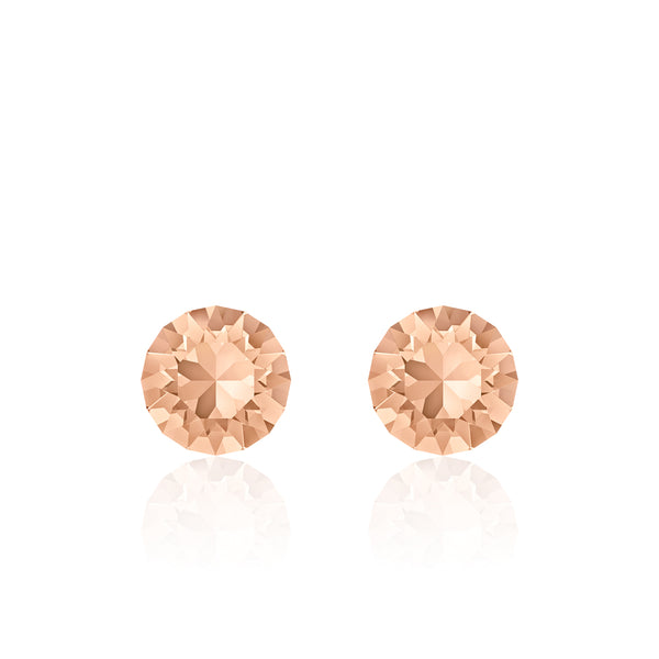 Peach small round earrings, Peach Bellini Xirius, Swarovski crystals, made in montreal 1088-391