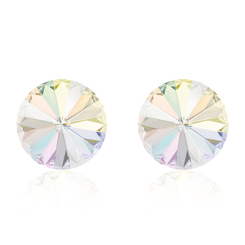 Multicolour round earrings, Licorne Rivoli, Swarovski crystals, made in montreal 1122-001AB