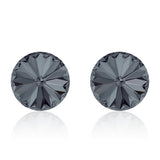 Black round earrings, Graphite Rivoli, Swarovski crystals, made in montreal 1122-001SINI