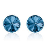 Dark blue round earrings, Midnight Blue, Rivoli, Swarovski crystals, made in montreal 1122-207