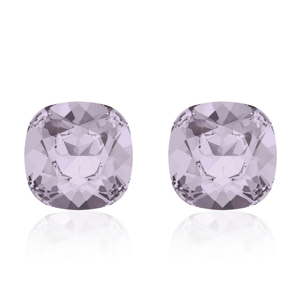 Light purple square earrings, Smoky Mauve Cushion, Swarovski crystals, Made in montreal 4470-265