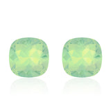 Light green square earrings, Margarita Cushion, Swarovski crystals, Made in montreal 4470-29