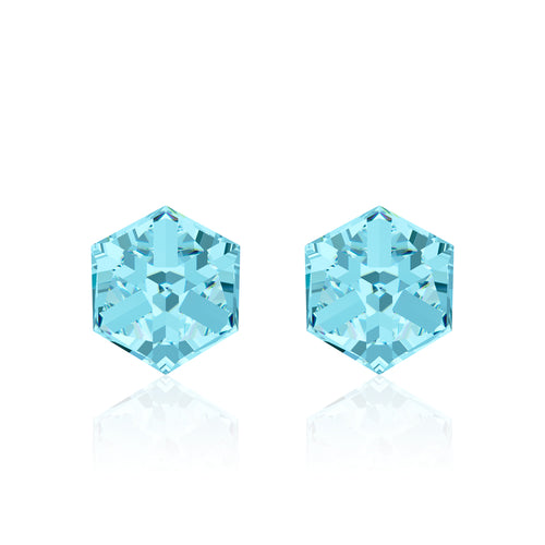 Boucles d'oreilles Cube Cielo Cristaux de Swarovski Bleu 4841-CUB4-202, 4841-CUB6-202