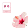 Boucles d'oreilles Cube Hibiscus Cristaux de Swarovski Rose