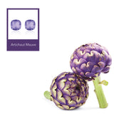 Boucles d’oreilles  carré violet, Artichaut Mauve Coussin,  Cristaux de Swarovski, fabriquées à montréal 4470-539